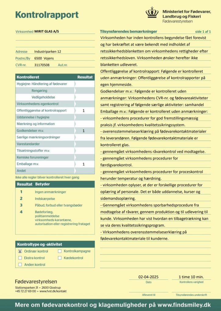 Livsmedel-godkänt glas 4 Mirit Glas
